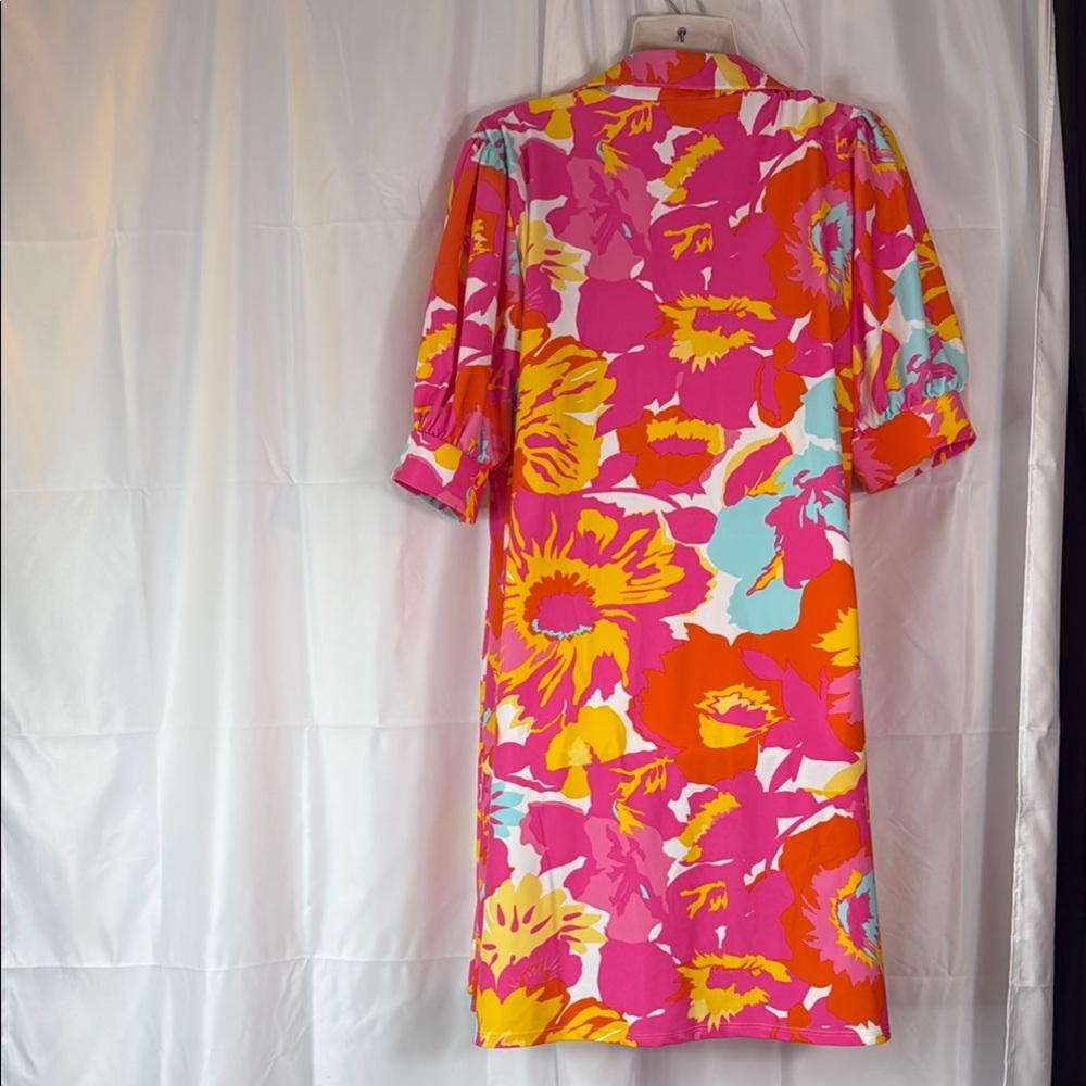 Rudy Connally Orange & Flora Multi-Color Sheath Dress - Picture 6 of 10